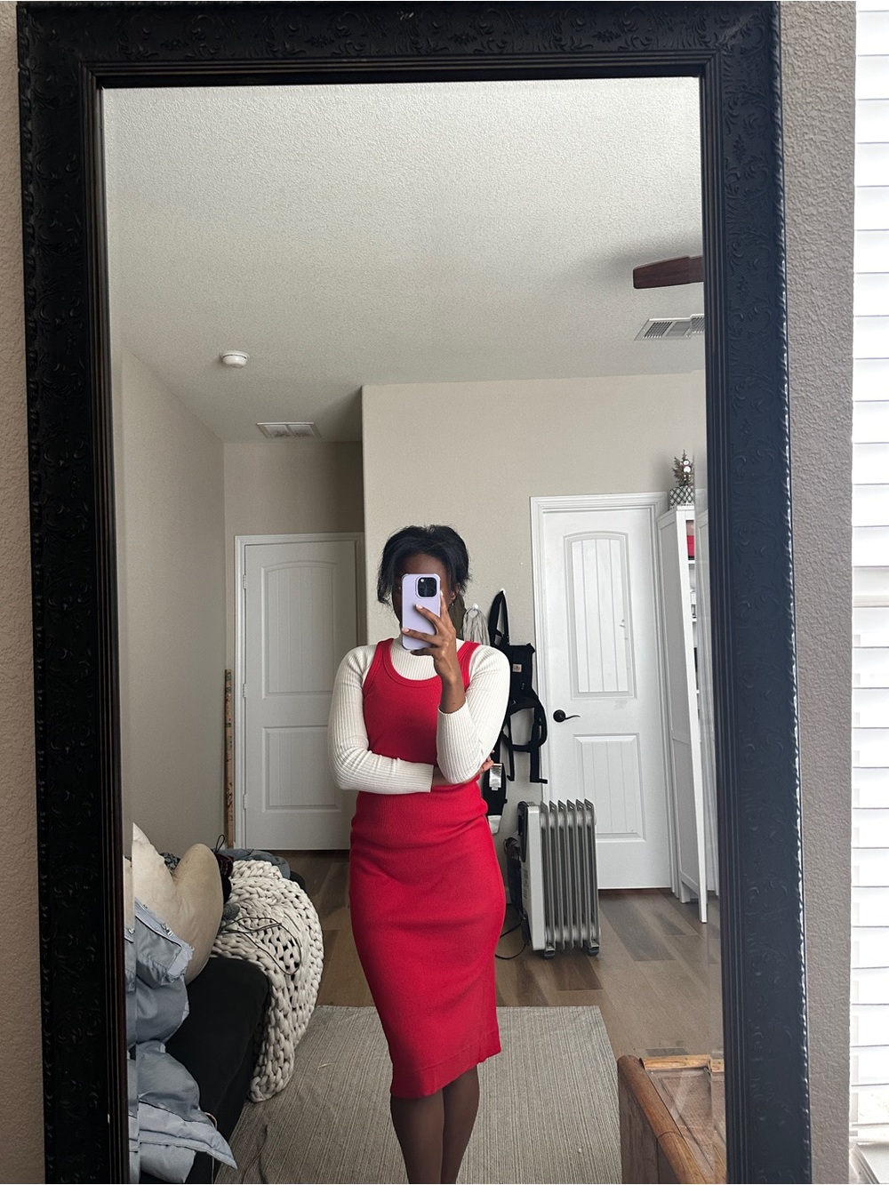 MATE the Label Red Knit Midi Dress